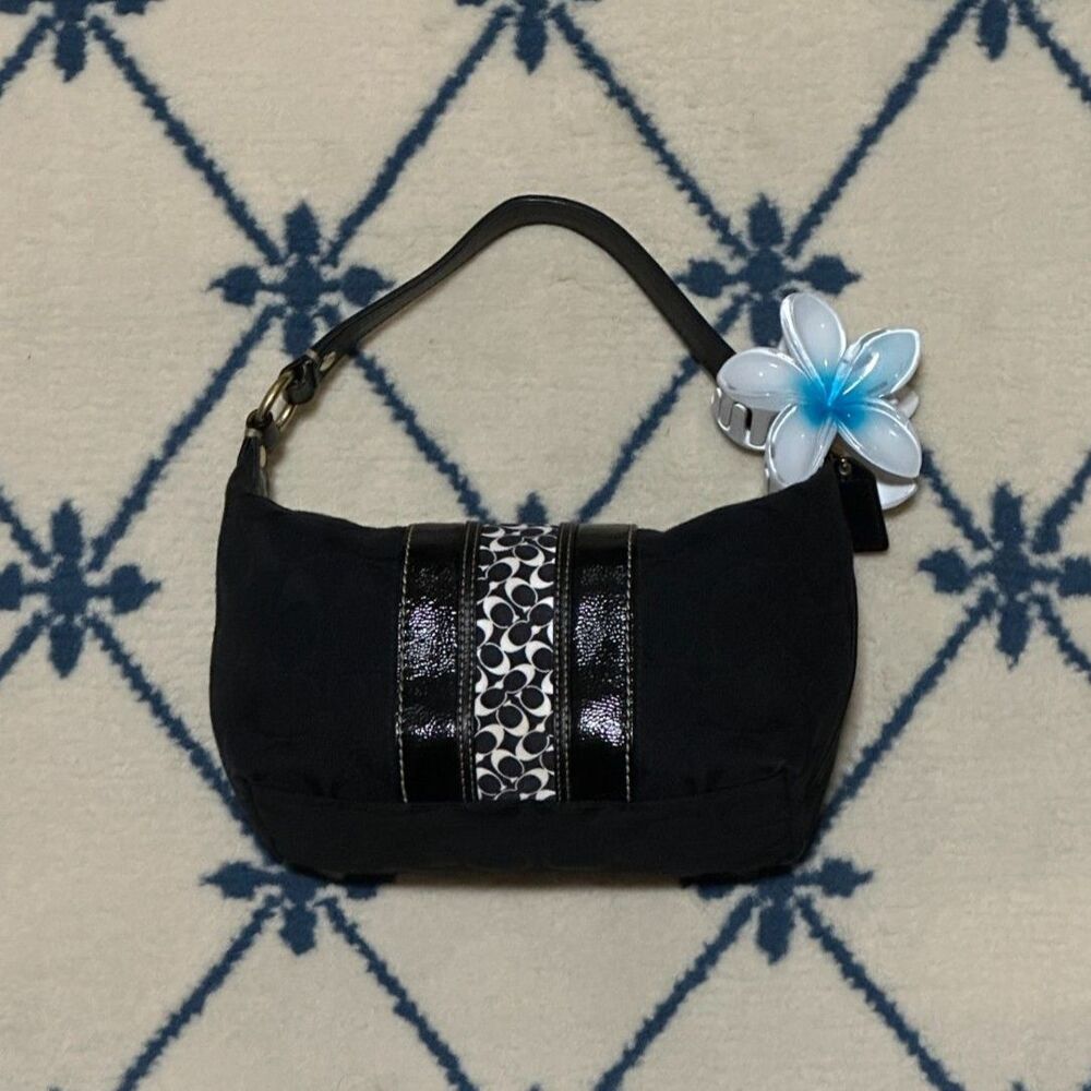 Coach Y2K Hampton Signature Stripe Mini Shoulder Bag 2007 41047 - Black